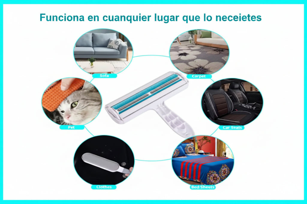 Roller removedor de pelo de mascotas – Tamaño original, rodillo de pelusa reutilizable para pelo de gato y perro en muebles, sofá, alfombra, coche, alfombras y ropa de cama – Portátil