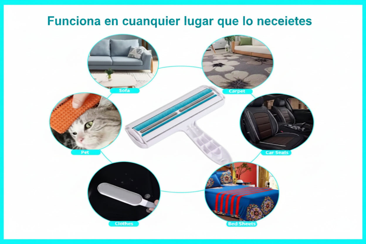 Roller removedor de pelo de mascotas – Tamaño original, rodillo de pelusa reutilizable para pelo de gato y perro en muebles, sofá, alfombra, coche, alfombras y ropa de cama – Portátil