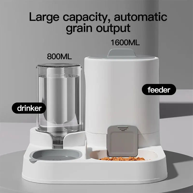 Dispensador Automático de Comida y Agua para Mascotas 2 en 1 – Antiderrame y Fácil de Usar