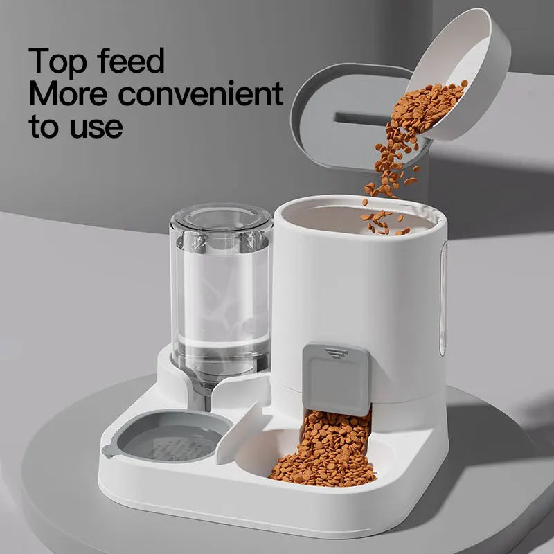Dispensador Automático de Comida y Agua para Mascotas 2 en 1 – Antiderrame y Fácil de Usar