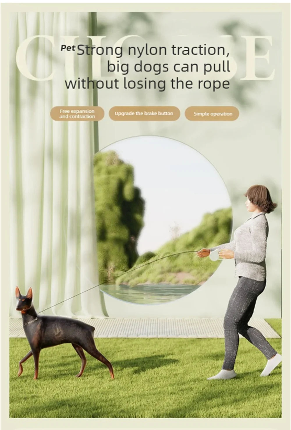 Correa Retráctil Inteligente para Perros – Control Total con una Mano