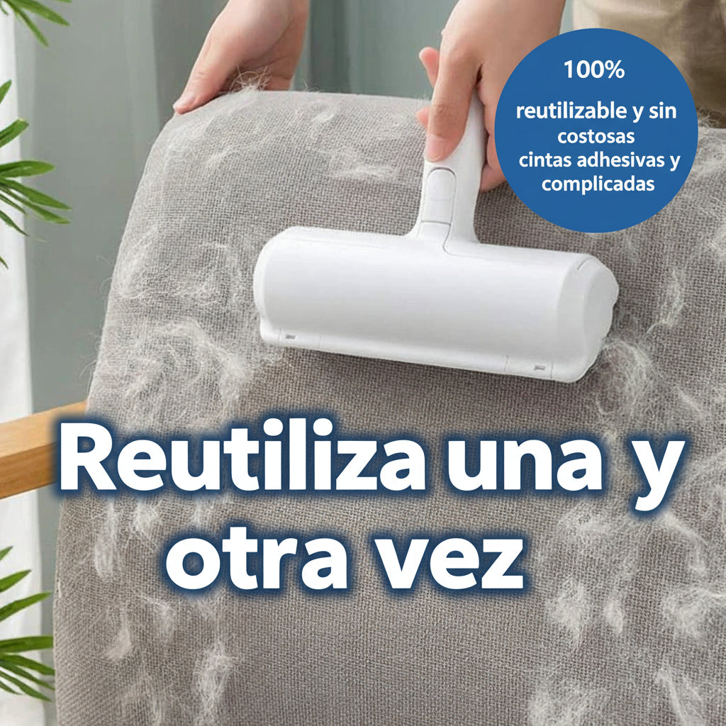 Roller removedor de pelo de mascotas – Tamaño original, rodillo de pelusa reutilizable para pelo de gato y perro en muebles, sofá, alfombra, coche, alfombras y ropa de cama – Portátil