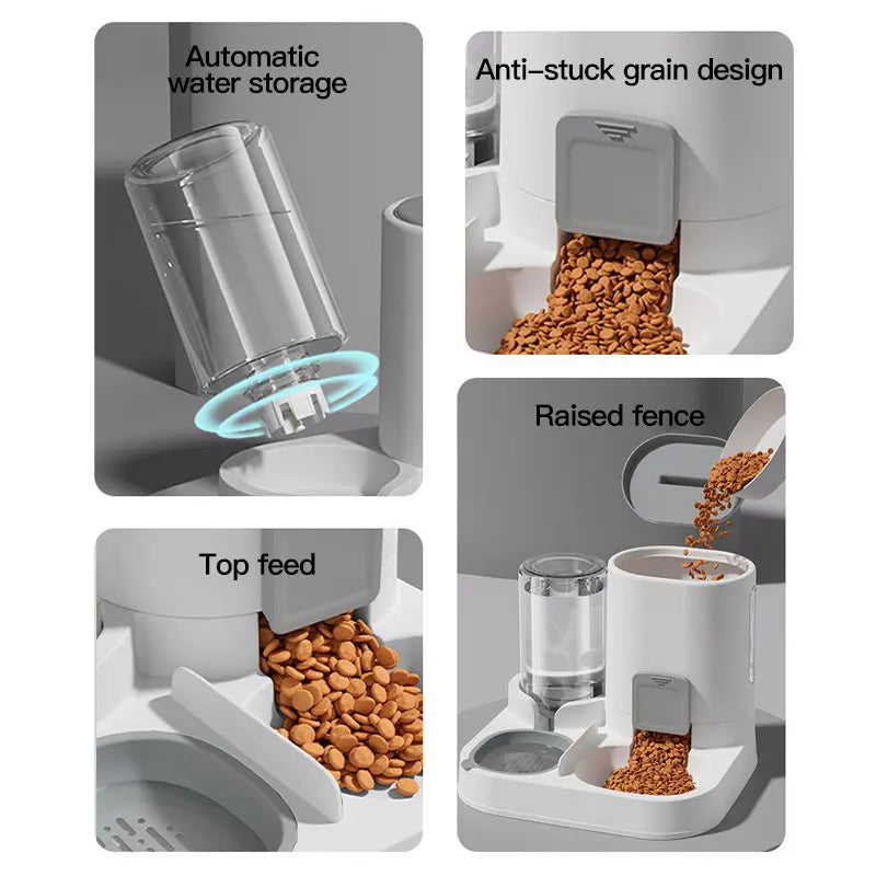Dispensador Automático de Comida y Agua para Mascotas 2 en 1 – Antiderrame y Fácil de Usar